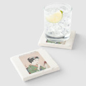 Japanische Frau, die Rouge bewirbt - Goyō Hashiguc Steinuntersetzer (Seitenansicht)