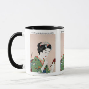 Japanische Frau, die Rouge bewirbt - Goyō Hashiguc Tasse