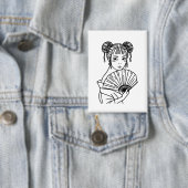 Japanische Frau Fan Art Button (Insitu)