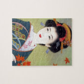 Japanische Frau im blauen Kimono Puzzle (Horizontal)