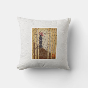 Japanische Frau im Rain Throw Kissen