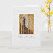 Japanische Frau im Regen "Herbstwinde" Freundschaf Karte (Gelbe Blume)