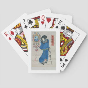 Japanische Frau im Schnee (Farben-Holzschnitt) Spielkarten