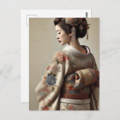 Japanische Frau im traditionellen Kimono Postkarte (Vorne/Hinten)
