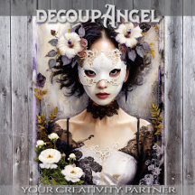 Japanische Frau in Blumengrace - Decoupage -