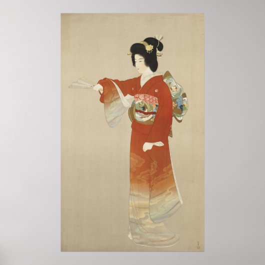 Japanische Frau in Kimono Poster (Vorne)