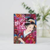 Japanische Frau in Kimono Postkarte (Stehend Vorderseite)