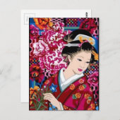 Japanische Frau in Kimono Postkarte (Vorne/Hinten)
