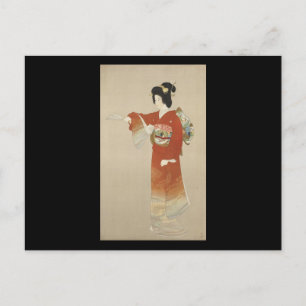 Japanische Frau in Kimono Postkarte