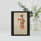 Japanische Frau in Kimono Postkarte (Stehend Vorderseite)