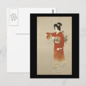 Japanische Frau in Kimono Postkarte (Vorne/Hinten)