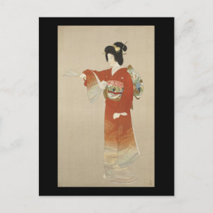 Japanische Frau in Kimono Postkarte