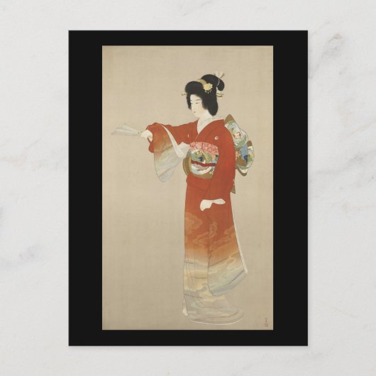 Japanische Frau in Kimono Postkarte (Vorderseite)