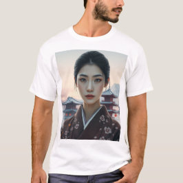 Japanische Frau in Kimono T-Shirt