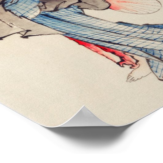 Japanische Frau in Kimono von Katsushika Hokusai Poster (Ecke)