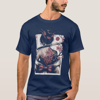 Japanische Frau Kirschblüten-Tattoo Kunst Geisha F T-Shirt