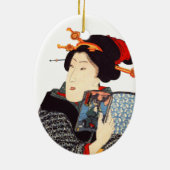 Japanische Frau lesen2 Keramikornament (Hinten)