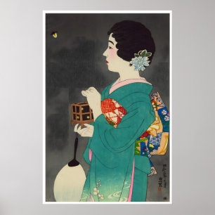 Japanische Frau malt Geisha-Druck Japan Poster