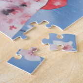 Japanische Frau mit blauem Schmetterling Puzzle (Seite)