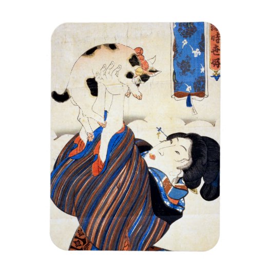 Japanische Frau mit Katze, Utagawa Kuniyoshi Magnet (Vertikal)
