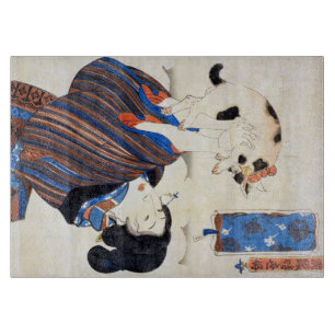 Japanische Frau mit Katze, Utagawa Kuniyoshi Schneidebrett