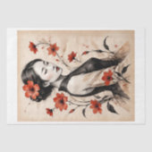 Japanische Frau Tinte auf Reispapier Seidenpapier (Vorderseite)