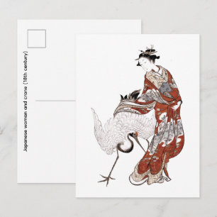 Japanische Frau und Kranich (18. Jahrhundert) Postkarte