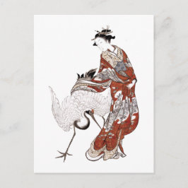 Japanische Frau und Kranich (18. Jahrhundert) Postkarte