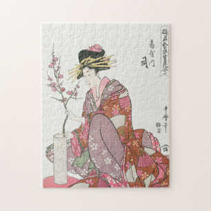 Japanische Frau Vintage-Malerei Kunst-Holzschnittd Puzzle