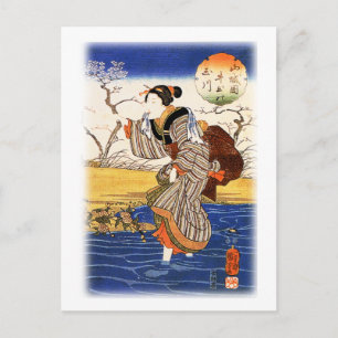 Japanische Frau von Utagawa Kuniyoshi 歌 川 芳 Postkarte