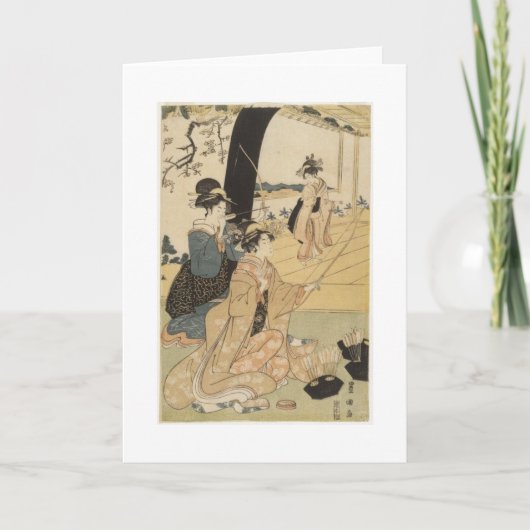 Japanische Frauen, die Bogenschießen C. 1798 üben Karte (Vorderseite)