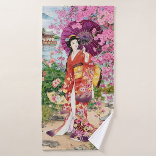 Japanische Frauen in Kimono Badhandtuch Set