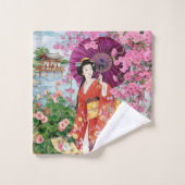 Japanische Frauen in Kimono Badhandtuch Set (Waschlappen)