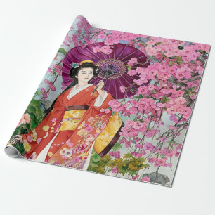 Japanische Frauen in Kimono - Duschvorhang Geschenkpapier