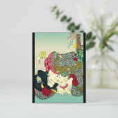 Japanische Frauen und Katze Postkarte (Stehend Vorderseite)