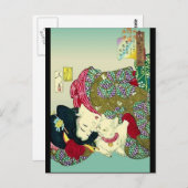 Japanische Frauen und Katze Postkarte (Vorne/Hinten)