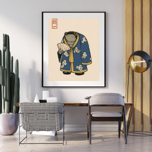Japanische Frosch-Illustration   Ukiyoe-Stilkunstw Poster