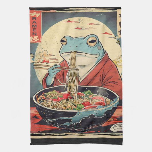 Japanische Frosch-Ramen Anime-Fans Geschirrtuch (Vertikal)