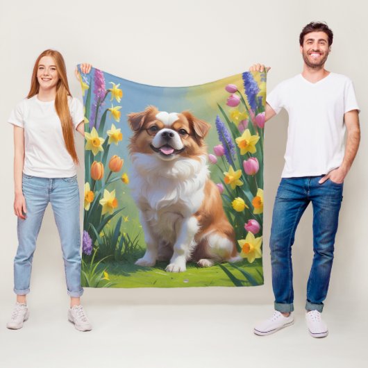 Japanische Frühlingsblumen für Hunde Fleecedecke (Beispiel)