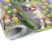 Japanische Frühlingsblumen für Hunde Geschenkpapier (Rolleneckpunkt)