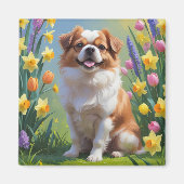 Japanische Frühlingsblumen für Hunde Magnet (Vorne)