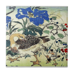 Japanische Gänse Holzschnittkunst Ukiyo-E Vintage Fliese