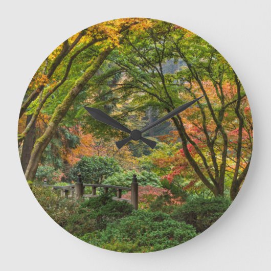 Japanische Gärten im Herbst in Portland, Oregon 4 Große Wanduhr (Vorderseite)