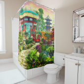 Japanische Garten-Pagode Kirschblüte und Duschvorhang (Beispiel)