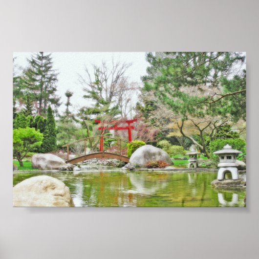 JAPANISCHE GARTEN UND ROTE TORII-GATE-DRUCKEN POSTER (Vorne)