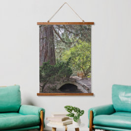 Japanische Gartenholzbrücke Wandteppich Mit Holzrahmen