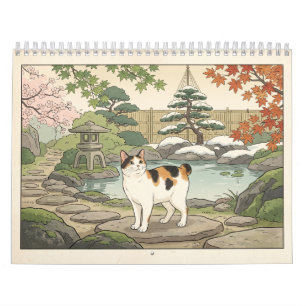 Japanische Gartenkatzen – 12 Monate Japan Wandkale Kalender