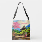 Japanische Gartenlandschaft Crossbody Bag Tragetaschen Mit Langen Trägern (Rückseite)