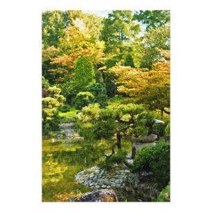 Japanische Gartenmalerei Effekt Landschaft Fotodruck