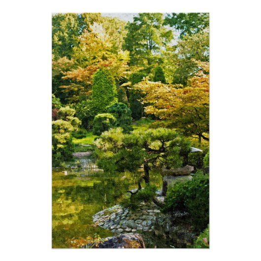 Japanische Gartenmalerei Effekt Landschaft Poster (Vorderseite)